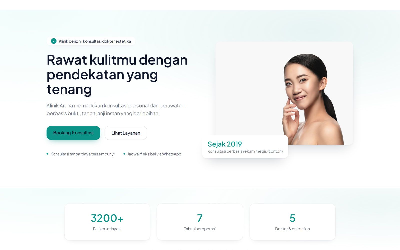 Tangkapan layar halaman Klinik Aruna
