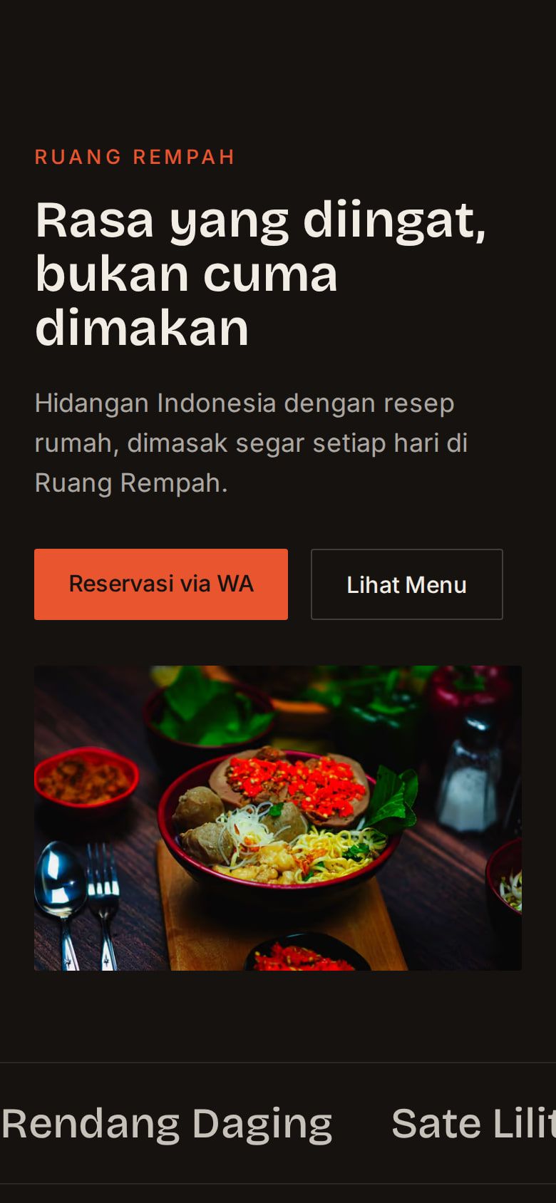 Tangkapan layar halaman Ruang Rempah di ponsel